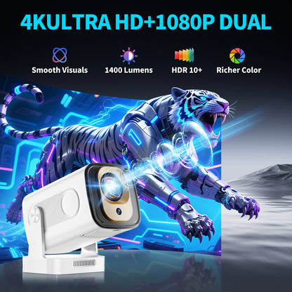 Mini Projector 4K Native HD 1080P Wifi6 Cinema Portable Projetor Built-in APP & Android System suitable for Home/Outdoor/Office