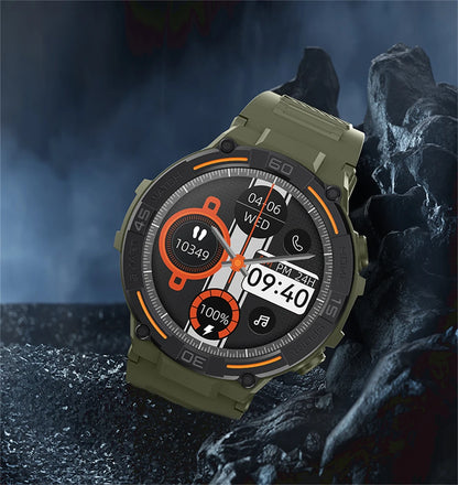 Outdoor Smart Watch with Flashlight Male Sports Fitness Waterproof Watch 24 Hours Heart Rate Monitor Bluetooth Call Smartwatch
