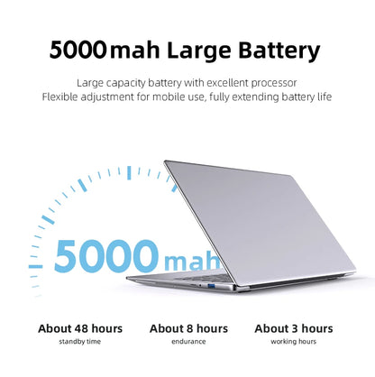 Laptop Computer Windows 11 Pro Intel Atom A3950 2025 Notebook PC 12GB RAM 512GB 1TB 2TB SSD 1920*1080P Office Study Computer