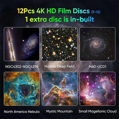 Galaxy Projector for Bedroom HD Image Star Projector Galaxy Light Adjustable Knob 13 Film Discs Planetarium Projector for Kids