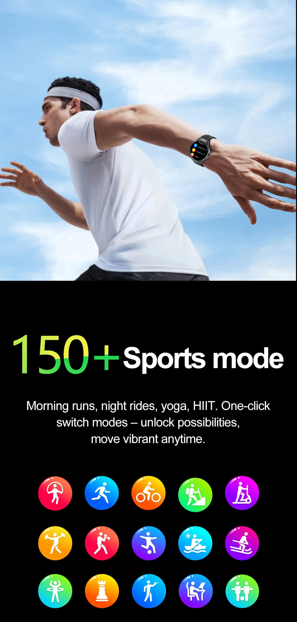 LED Outdoor Smart Watch Men 100+Sports Mode 1.53 360*360 HD AMOLED Screen LED Flashlight IP67 Waterproof Voice Call Smartwatch