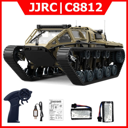 JJRC C8812 / C8812 MAX RC Car Full Scale Tracked Tank Simulation 2.4G Remote Control Car Drift LED Light Off-Road RC Toy As Gift