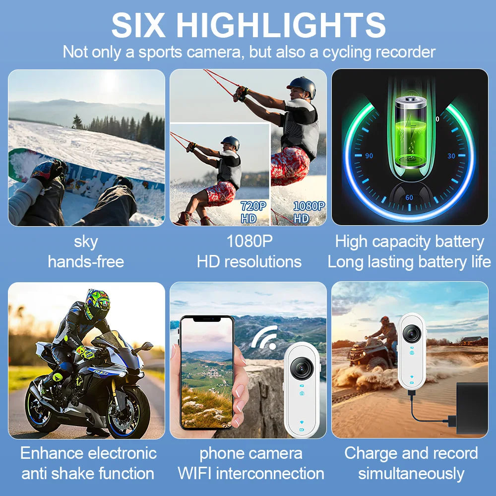 32GB 1080P Sport Action Camera WiFi Wireless Digital Video Recorder Mini Body Camera Wide Angle Camcorder Pet Collar Monitor Cam