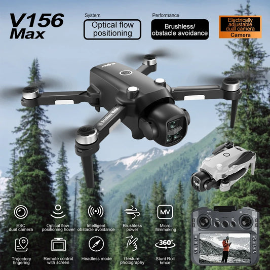 V156 MAX Drone 8K Camera HD With Screen Optical Flow Intelligent Obstacle Avoidance Foldable Brushless Motor Quadcopter Toy UAV