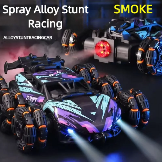 Children's Alloy Remote Control Car Morphing Six-Wheeled RC Off-Road Climbing Stunt Four-Wheel Drive Spray Drift Racing Car Toys