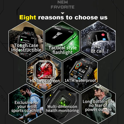 2.1 Inch AMOLED HD Screen Smartwatch Men Compass GPS Outdoor Sports Health Monitoring 1ATM Waterproof Bluetooth Call Smart watch