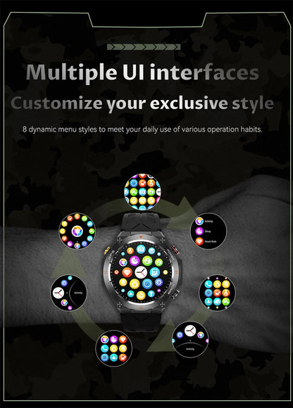 For Huawei Xiaomi GPS Outdoor Military Smart Watch Men 5ATM Waterproof Compass Altitude Monitor Watch 650mAh BT Call Smartwatch