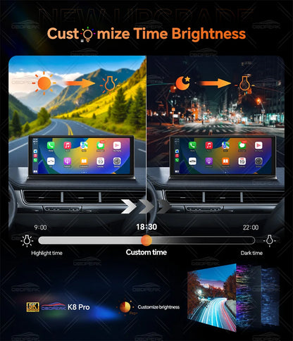 Dash Cam 5K Front Rear Car Camera Wireless CarPlay & Android Auto  WiFi GPS 11.3" Touch Screen GPS Navigation Night Vision DVR