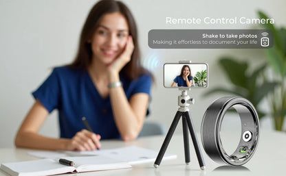 Smart Rings Bluetooth Gesture Swipe Control Sleep Heart Rate Oxygen Monitoring Multi Sports Modes Waterproof Women Health Ring