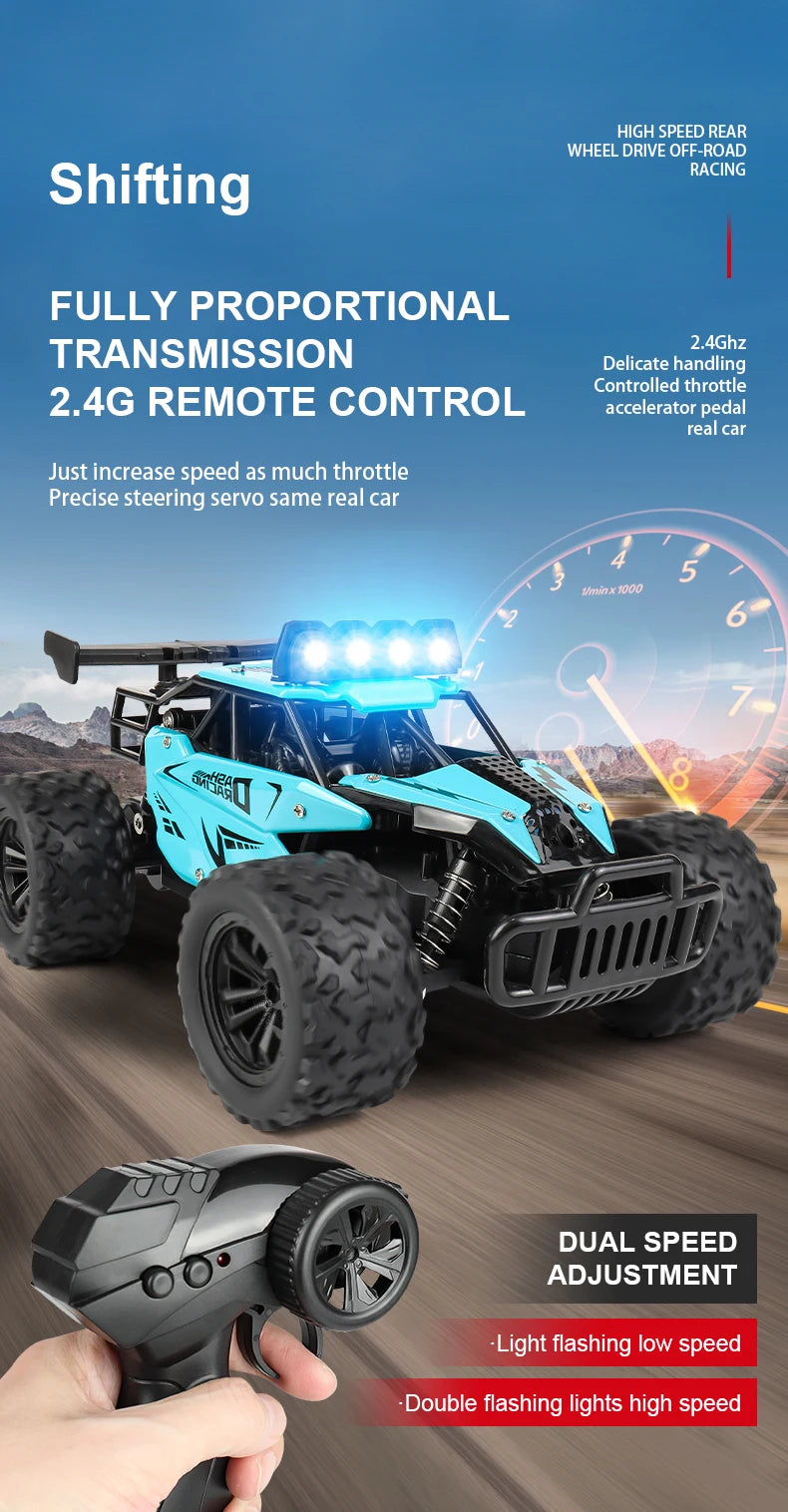 RC8 Racing Model Toy Alloy Remote Control Car 2.4GRC Proportional Throttle 1:16 Highspeed Big Foot Climbing off Road Vehicle