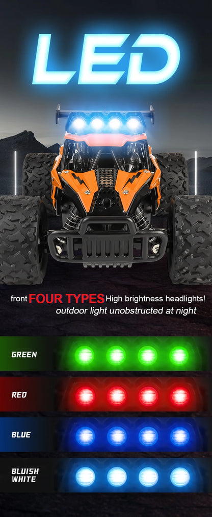 RC Alloy Car 1:16 Scale 2WD Off-Road Remote Control Car with LED Lights And 20KM/H High Speed For Kids Boys Girls Gifts Toys