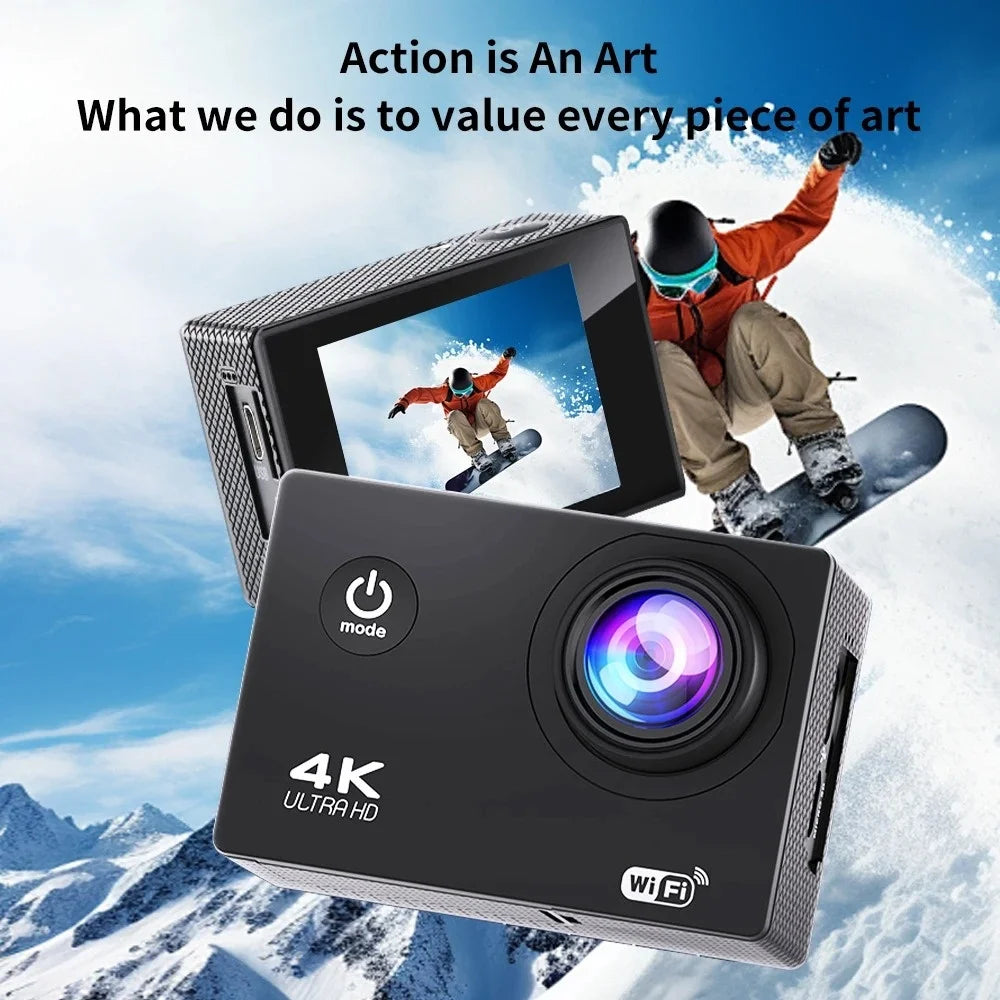 Null 4K Outdoor WiFi Action Camera Helmet Video Recording 4K/30FPS WiFi 2.0" 170DGPS 4X Zoom Underwater Waterproof Sports Camera