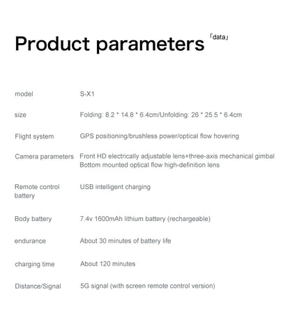 S-X1 New Drone with Screen 3-Axis Anti-shake Gimbal 4K Aerial Brushless Drones RC Quadcopter 5G GPS 8K HD Cameras EIS Mini Dron