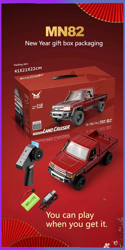 Rc Car MN82 1:12 Retro with LED Lights, Full Scale Analog LC79, Professional Four-wheel Drive Truck, Toy Truck Model RC