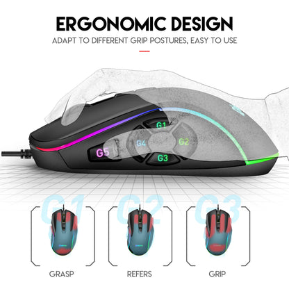 Gaming Ergonomic Mouse RGB Gaming Wired Mouse with 12800 Adjustable DPI, 10Programmable Buttons,for Gamer Office