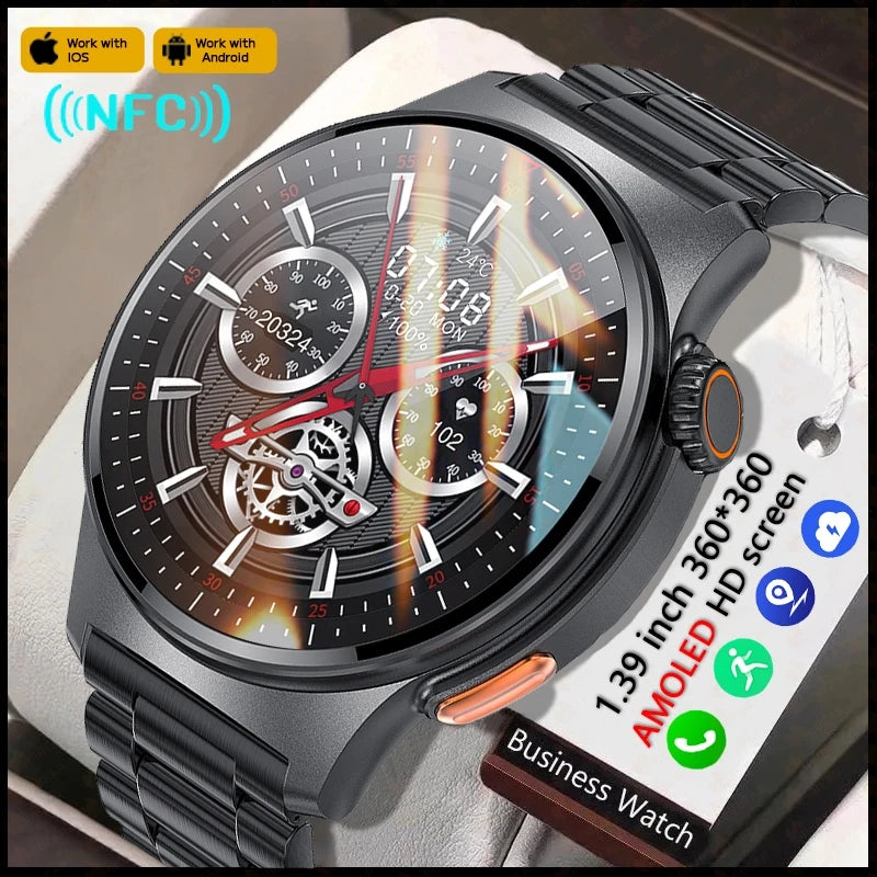 Men's Bluetooth Call Smart Watch GPS Sports NFC Health Monitoring Weather Data Waterproof Smartwatch 2025 New