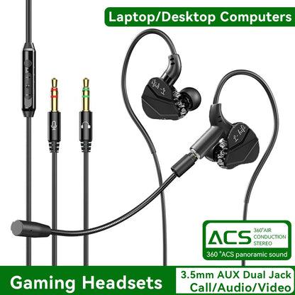 E-Sports Gaming Headset 7.1 Surround Sound Hifi Stereo Wired headphones 3.5mm/Type-C In-Ear dual Mic PUBG Gaming Earphone Earbud