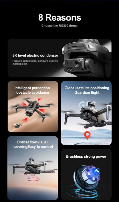 RG800 MAX GPS Drone 8K Professional HD Dual Camera With Screen 5G 360°Obstacle Avoidance Brushless Foldable Quadcopter Drone