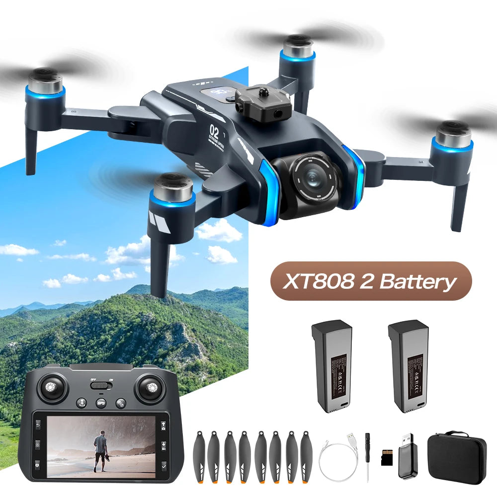 XT808 Drone 4K Professional 8K Camera with 5G WiFi FPV Dron Screen Remote Control Brushless Obstacle Avoidance  RC Quadcopter