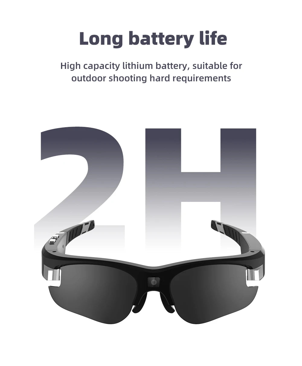 FHD Sports Video Recorder Glasses Mini Action Camera Portable Smart Cam Sunglasses Wearable Bodycam  Driving Bike Riding Outdoor