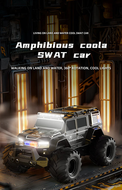 Rc Car Waterproof Amphibious 4Wd Off-Road Vehicle Remote Control Water Land Crawler Stunt Climbing Truck Toys for Boys Children