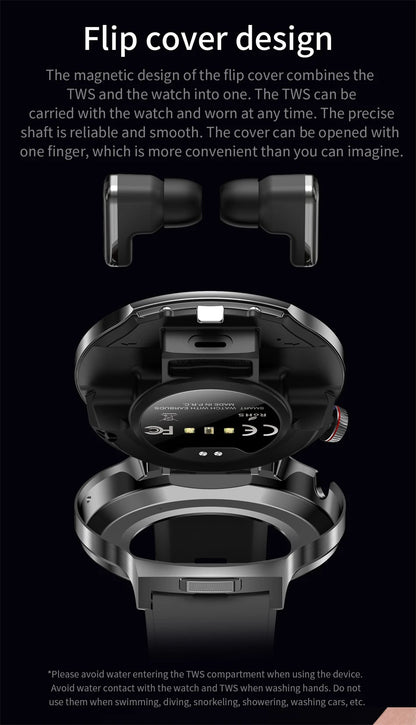 LIGE 2025 Smart Watch 2 in 1 With Earphone Smartwatch Bluetooth Call Men Watch AI Voice Heart Rate Monitor Play Music SmartWatch