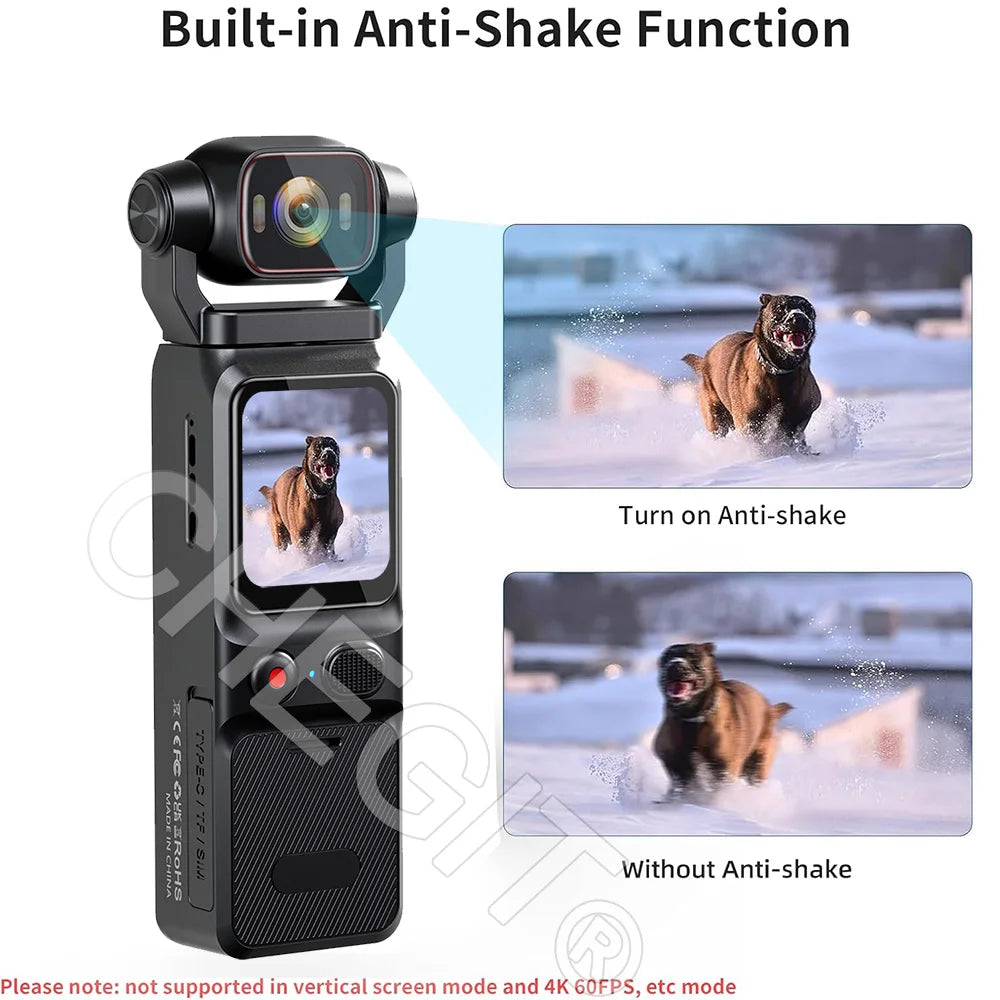 4K Handheld action camera 1.69“ touchscreen,4K Pocket camera Video recording camera, Rechargeable 1000mah/3000mAh, holiday gift