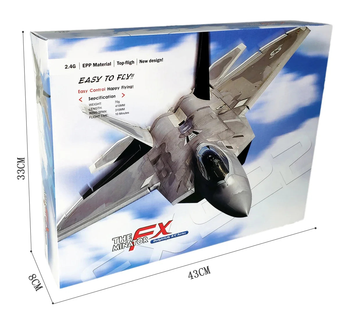 Foam RC Aircraft F22 Fighter Raptor Series FX-822 With Light 2.4Ghz 2CH Foam Drone Ready To Fly Airplane Toy Boy