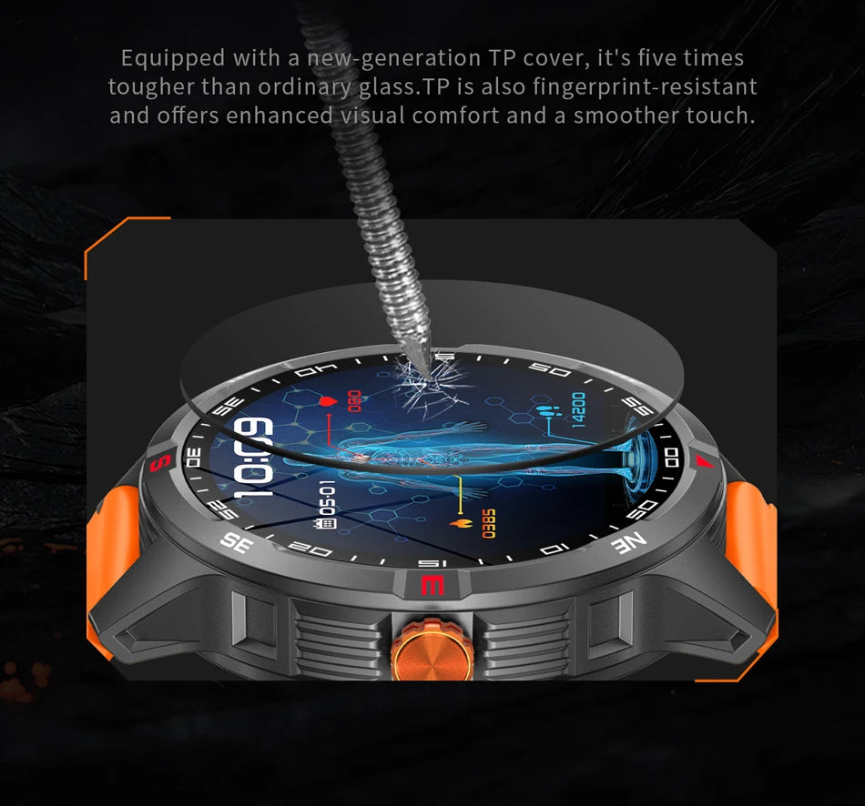 GPS Outdoor 1000mAh Battery Smartwatches Men 100+ Sports Mode Compass Heart Rate 3ATM Waterproof Bluetooth Call Smart Watch