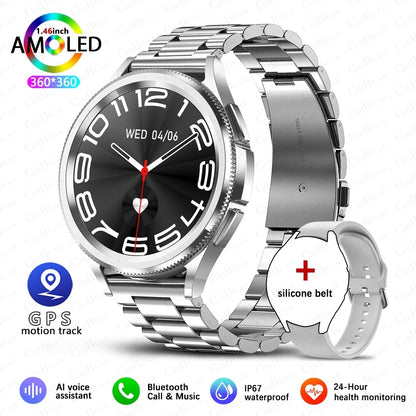 Outdoor GPS Sports Bluetooth Call Smartwatch Men's AMOLED HD Screen AI Voice Assistant 24 Hours Heart Rate Monitoring Smart Wach