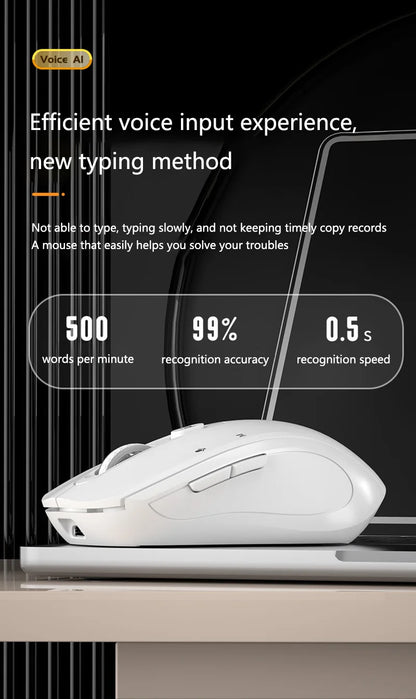 Intelligent Mouse Wireless Bluetooth Dual Mode Mute Rechargeable Mouse Voice Typing Translation Writing Office Universal