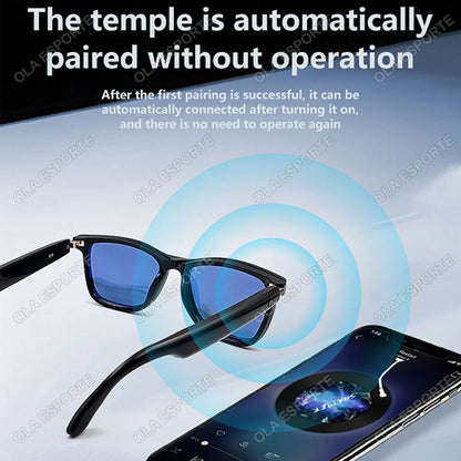 Hot GS05 Smart Glasses For Men 2 in 1 UV Protection Portable Polarized Anti-blue light Black Frame White Lenses Music Sunglasses