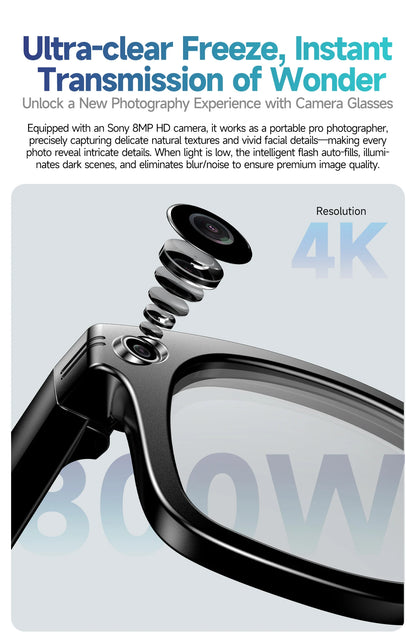 2025 New Smart Glasses Recording Videos AI Photo Recognition Translation Call Sunglasses Men Women Waterproof Bluetooth Glasses