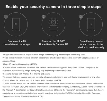 Original Xiaomi Mi Smart Home Security Camera 2K Baby Monitor 1296P HD Ultra-clear IP Night Vision Voice Intercom AI Smart Home