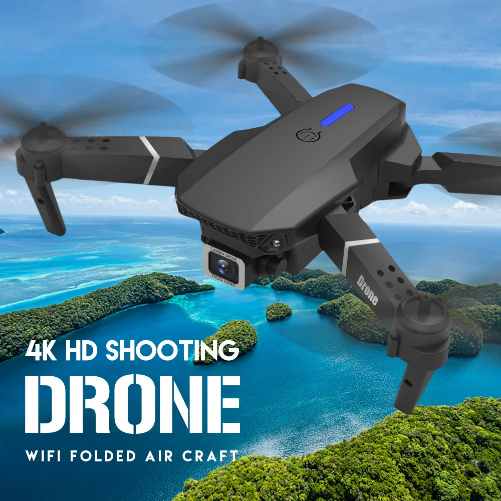 Professional Drone E88 4K Wide-Angle HD 1080P Camera WiFi FPV Height Hold Foldable RC Drone Quadrotor Helicopter Children's Toys