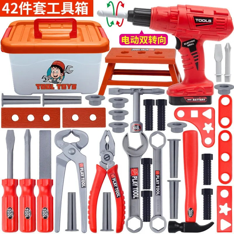 Maintenance Tools Engineer Simulation Children's ToolboX Pretend Toy Electric Drill Screwdriver Tool Kit Play Box Set For Kids