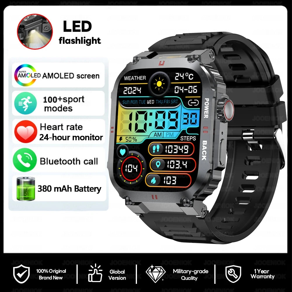 Men's Outdoor Sports Bluetooth Call Smart Watch 1.91 Inch Full Screen Touch Flashlight 110+ Sport Mode Smartwatch 2025 New