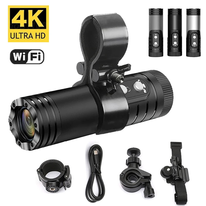 4K Mini Sport DV Action Sport Camera Flashlight Helmet Full HD 1080P Video Ideal Bodycam for Bike, Cycle, Motorcycle Camcorder