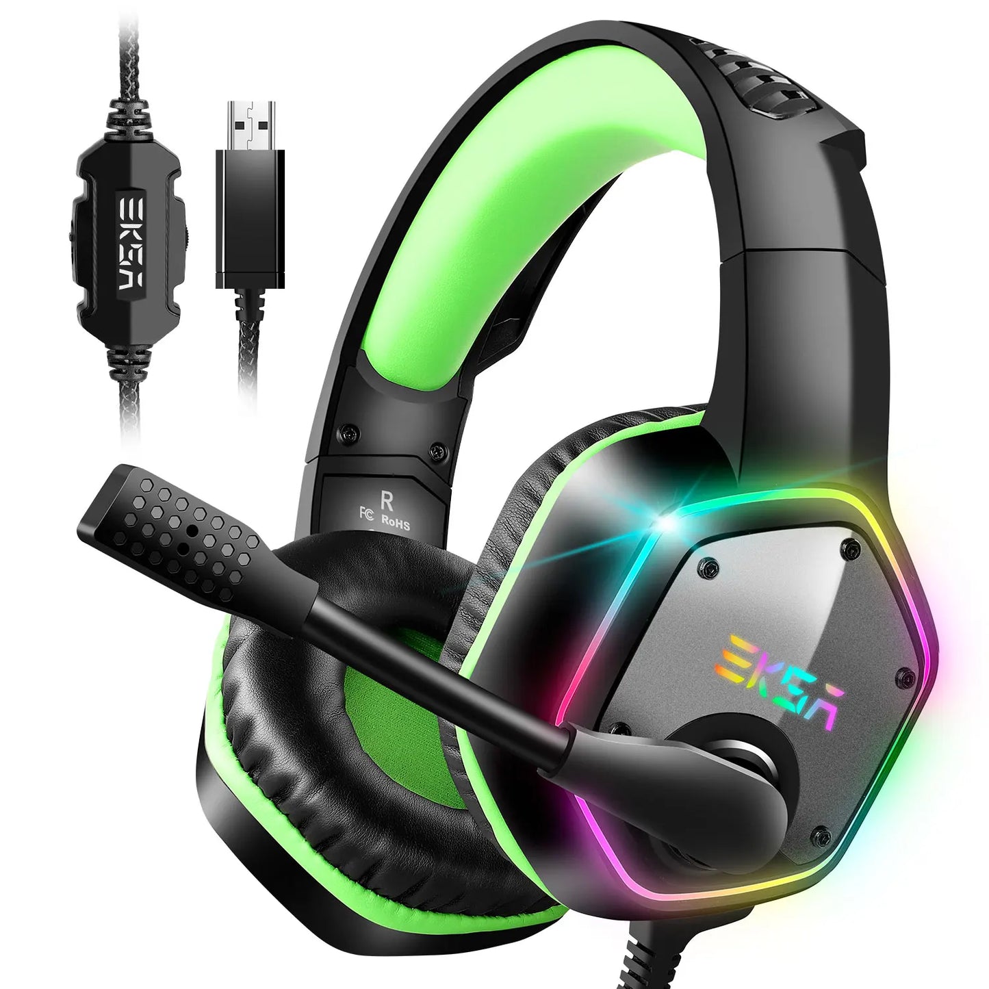 Gaming Headphones For PC/PS4/PS5 EKSA E1000 7.1 Surround RGB Gaming Headset Gamer USB Wired Headphones with Noise Cancelling Mic