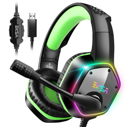 Gaming Headphones For PC/PS4/PS5 EKSA E1000 7.1 Surround RGB Gaming Headset Gamer USB Wired Headphones with Noise Cancelling Mic