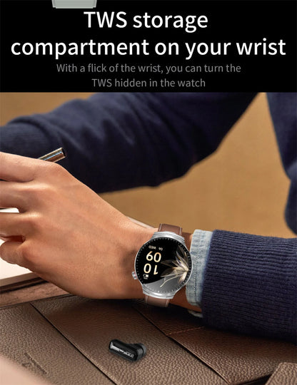 LIGE 2025 Smart Watch 2 in 1 With Earphone Smartwatch Bluetooth Call Men Watch AI Voice Heart Rate Monitor Play Music SmartWatch