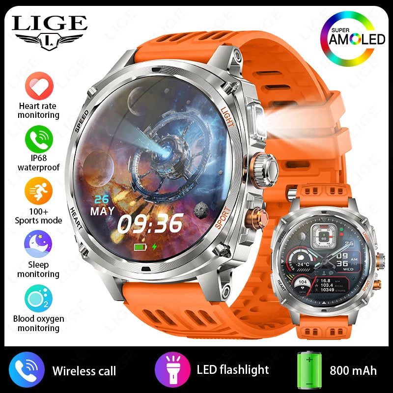 LIGE NEW Smart Watch Men 800mAh Large Battery Bluetooth Call IP67 Waterproof Smartwatch 100+Sport Health Monitor Smartwatches