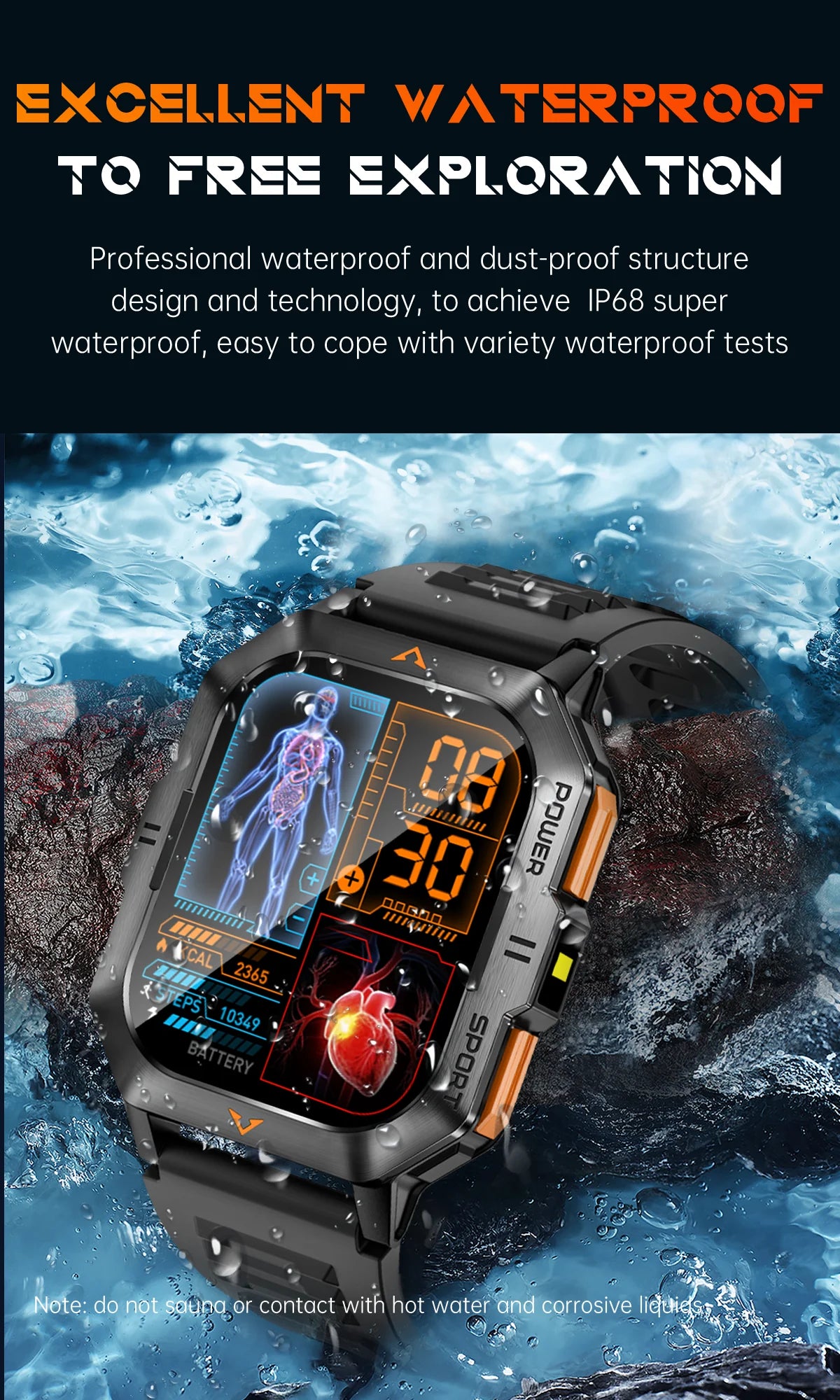 LIGE Outdoor Smart Watch For Men Women‘s Health 2.01’’ HD Screen 430mAh Battery LED Flashlight Waterproof Sports Smartwatches