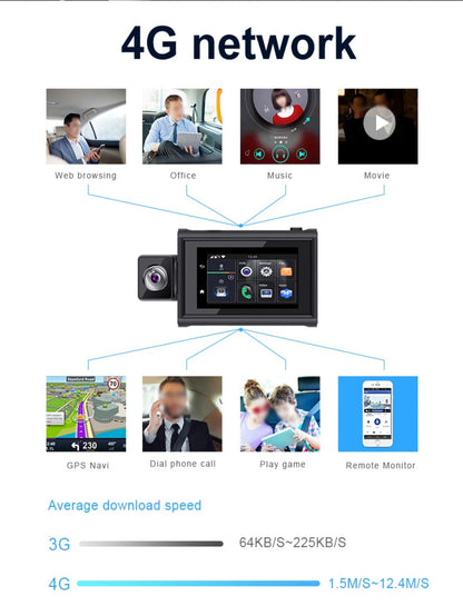 Dash Cam 3Inch 4G Android10.0  GPS Navigation ADAS Car Dvr Camera Full HD 1080P Car Video Recorder DVR WiFi BT