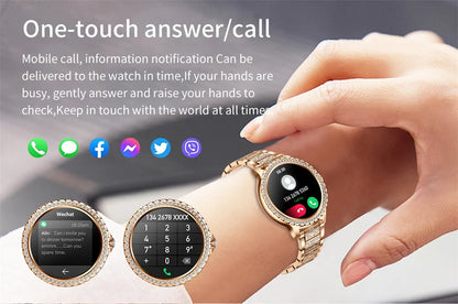2005 New Fashion Ladies Bluetooth Call Smart Watch AMOLED HD Screen Health Monitoring Sports Diamond Smartwatch IOS Android