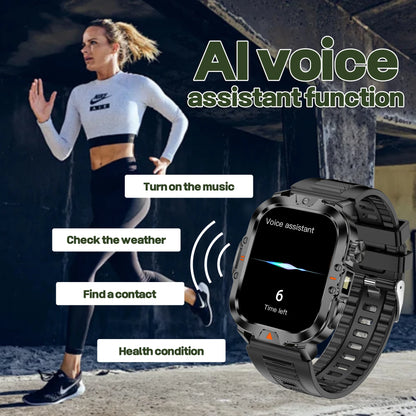 LED Flashlight Smart Watch 2.01" Bluetooth Call Voice Assistant Multi Sports Modes Health Monitoring Smartwatch For Men Women