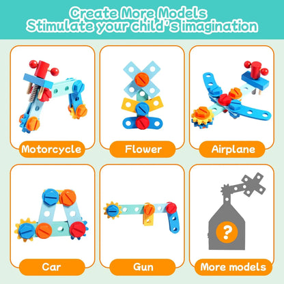 Tool Bench for Kids Toy Play Workbench Wooden Tool Bench Workshop Workbench with Tools Set Wooden Construction Bench Toy for Boy