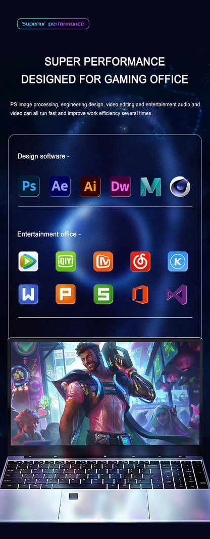 CARBAYTA Max Ram 32GB Rom 2TB SSD Metal Computer 5G Wifi Bluetooth AMD Ryzen 7 4800U Windows 10 11 Pro Gaming IPS Laptop