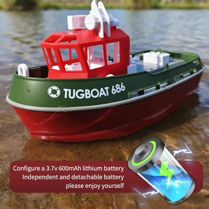 RC Boat 686 2.4G 1/72 Powerful Dual Motor Long Range Wireless Electric Remote Control Tugboat Model Toys for Boys Gift