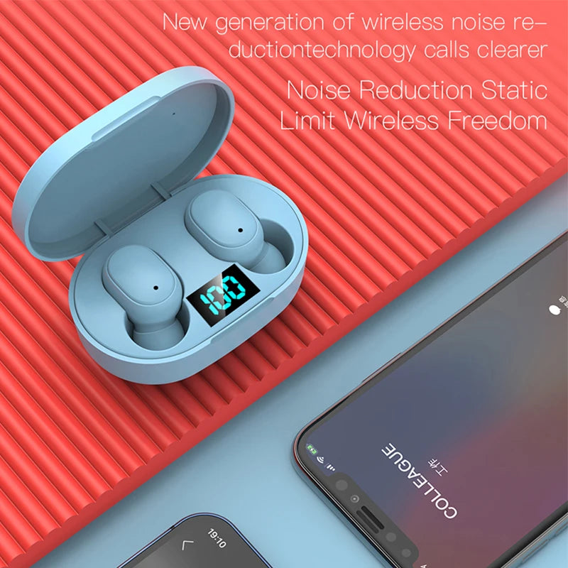 TWS E6S Wireless Earphones Bluetooth 5.0 Headphones Waterproof Earbuds LED Display HD Stereo Bass Mic for iPhone Xiaomi Huawei